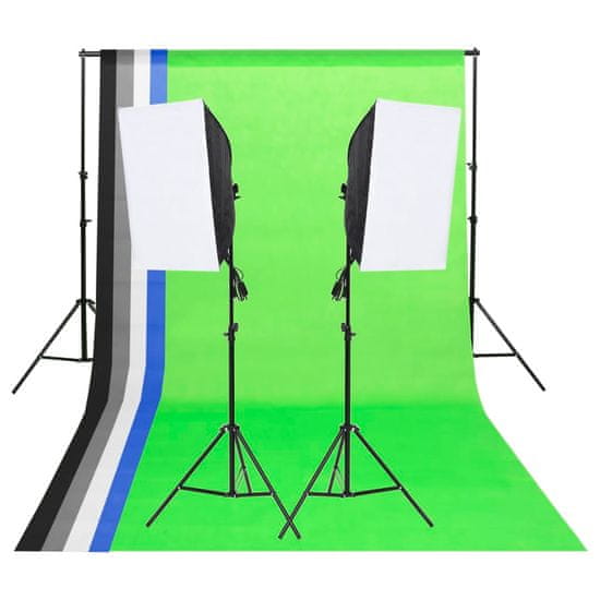 Vidaxl Komplet za studijsko osvetlitev z ozadji in softboxi