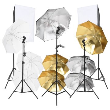 Vidaxl Fotografski komplet 9-delni s svetilkami in softboxi