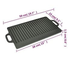Vidaxl Litoželezna žar plošča obojestranska 50x23 cm