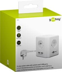 CUBE napajalnik Goobay 4xAC 2xUSB