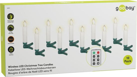 Greatstore LED sveče za božično drevo Goobay 1.5x10cm KIT 10x