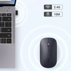 Ugreen Praktična brezžična miška za računalnik USB, črna