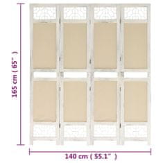 shumee 338559 4-Panel Room Divider Cream 140x165 cm Fabric
