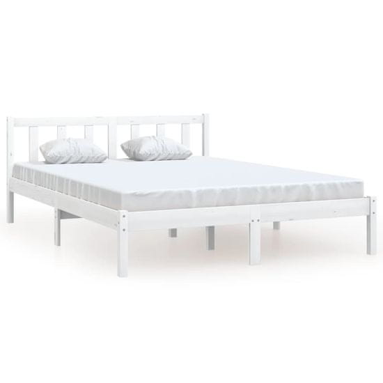 Vidaxl Posteljni okvir bel iz trdne borovine 120x200 cm