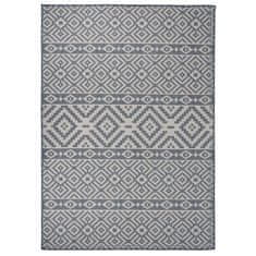 Vidaxl Zunanja preproga z ravnim tkanjem, 140x200 cm, modre črte