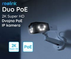 Reolink Duo PoE kamera, 2K (2560x1440), AI, nočno snemanje, 150°, IP66, dvosmerna komunikacija, aplikacija