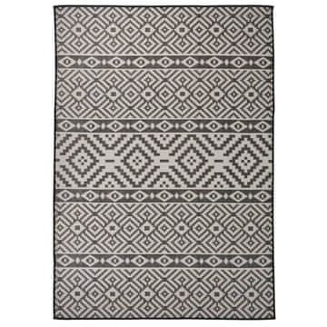 Vidaxl Zunanja preproga ploščato tkanje 140x200 cm črne črte