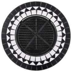 shumee Ognjišče z mizico črn in bel mozaik 68 cm keramika