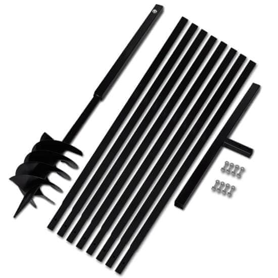 Vidaxl Jeklen spiralni vrtalni sveder za zemljo z ročajem 180 mm z 9 m pod.