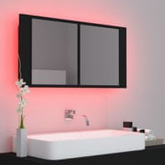 Vidaxl LED kopalniška omarica z ogledalom črna 90x12x45 cm