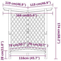 Vidaxl Kotna pergola s klopjo 166x81x174 cm impregnirana borovina