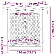 shumee Kotna pergola s klopjo, 166x81x174 cm, impregnirani bor