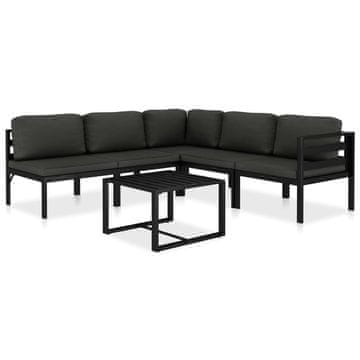 Vidaxl Vrtna sedežna garnitura z blazinami 6-delna aluminij antracitna