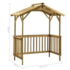 Vidaxl Lopa za žar 163,5x93x210 cm impregnirana borovina