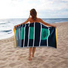 Svilanit Rope plažna brisača, 80x160 cm, modra/zelena/bela
