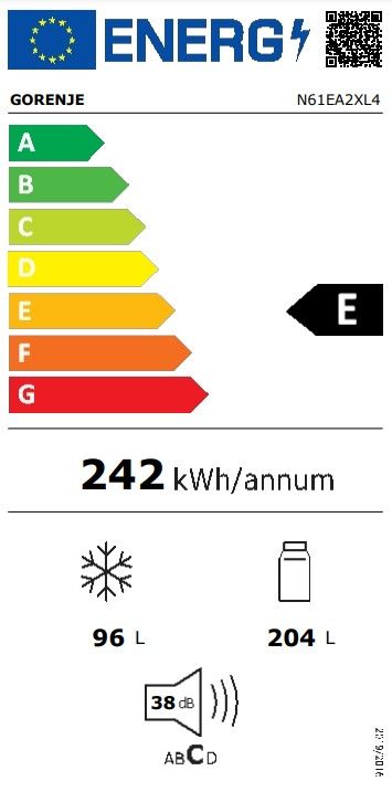 Gorenje N61EA2XL4 kombinirani hladilnik z zamrzovalnikom