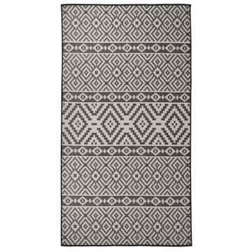 shumee vidaXL Zunanja preproga ploščato tkanje 80x150 cm črne črte