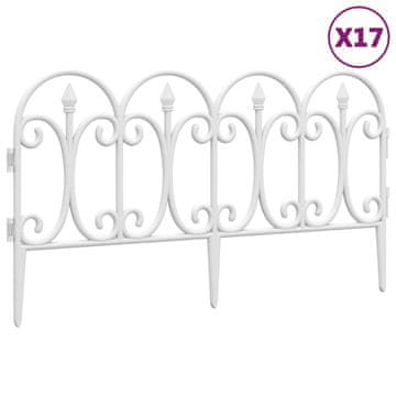 Vidaxl Obroba za travo 17 kosov bela 10 m PP