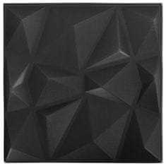 shumee 3D stenski paneli 48 kosov 50x50 cm diamantno črni 12 m²