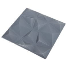 Greatstore 3D stenske plošče, 12 kosov, 50x50 cm, diamantno siva, 3 m²