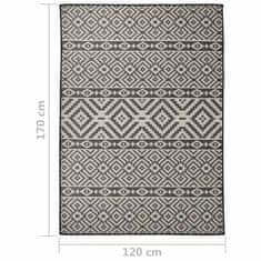 Vidaxl Zunanja ravna preproga, 120x170 cm, črne črte