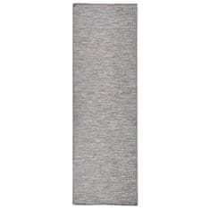 Vidaxl Zunanja preproga z ravnim tkanjem, 80x250 cm, rjava/črna