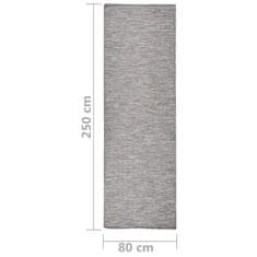 Vidaxl Zunanja preproga z ravnim tkanjem, 80x250 cm, rjava/črna
