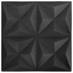 Vidaxl 3D stenski paneli 24 kosov 50x50 cm origami črni 6 m²