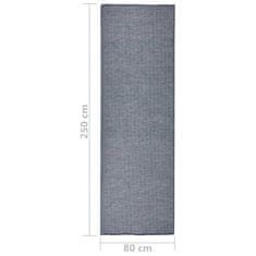 Vidaxl Zunanja preproga z ravnim tkanjem, 80x250 cm, modra