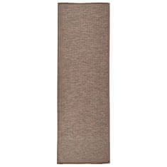 Vidaxl Zunanja preproga z ravnim tkanjem, 80x250 cm, rjava