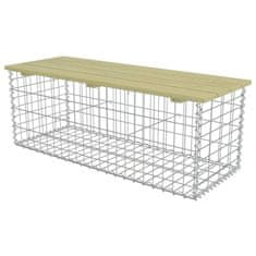 Vidaxl Gabionska klop 120 cm pocinkano jeklo in borovina