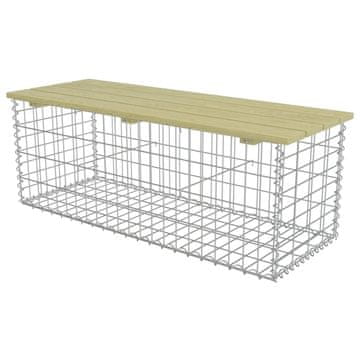 Vidaxl Gabionska klop 120 cm pocinkano jeklo in borovina