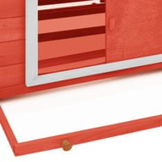 Vidaxl Kokošnjak rdeč in bel 150x96x110 cm trdna borovina