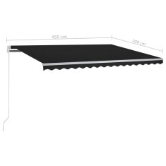 Vidaxl Ročno zložljiva tenda z LED lučmi 450x300 cm antracitna