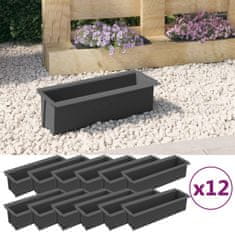 Vidaxl Cvetlična korita za evro palete 12 kosov siva 36x13,5x9,5 cm PP