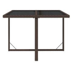Vidaxl Vrtna miza rjava 109x107x74 cm poli ratan in steklo