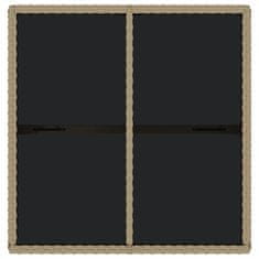 Vidaxl Vrtna miza bež 109x107x74 cm poli ratan in steklo