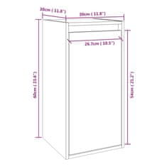 Vidaxl Stenska omarica bela 30x30x60 cm trdna borovina