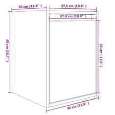 Vidaxl Stenska omarica 30x30x40 cm trdna borovina