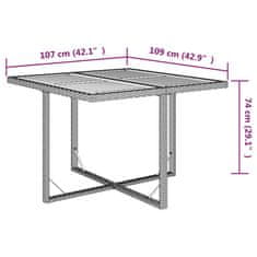 Vidaxl Vrtna miza bež 109x107x74 cm poli ratan in trden akacijev les