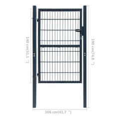 shumee 2D Vrata za Ograjo (Enojna) Antracitno Sive Barve 106 x 190 cm
