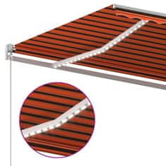 Vidaxl Ročno zložljiva tenda z LED lučmi 450x300 cm oranžna in rjava