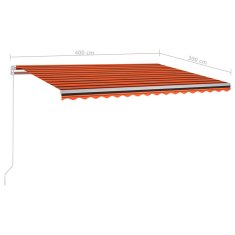 Vidaxl Ročna tenda s solarnimi LED lučkami 4 x 3 m