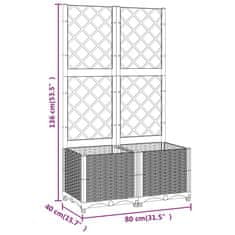 Vidaxl Cvetlično korito z oporno mrežo črno 80x40x136 cm PP