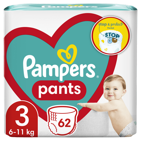 Pampers Pants hlačne plenice, Velikost 3, 6–11 kg, 62 kosov