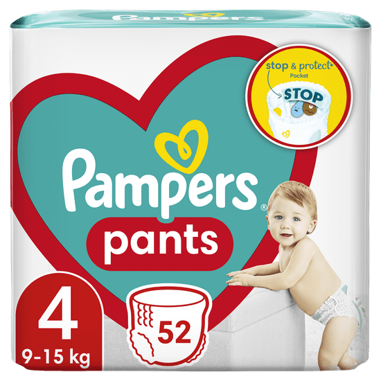 Pampers hlačne plenice Pants 4 Maxi (9-15 kg) Jumbo Pack 52 kosov