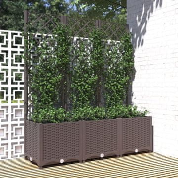 Vidaxl vidaXL Vrtno korito z rešetko, rjavo, 120x40x136 cm, PP