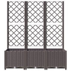 Vidaxl Cvetlično korito z oporno mrežo rjavo 120x40x136 cm PP