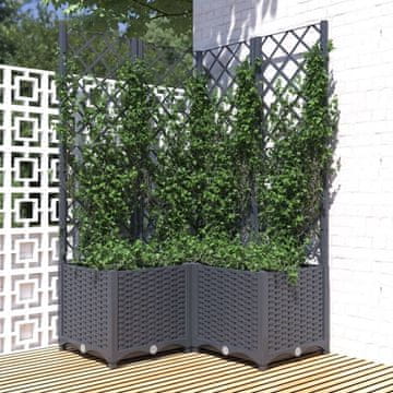 Vidaxl vidaXL Vrtno korito z rešetko modro-sivo 80x80x136 cm PP