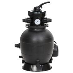 Greatstore Peščeni filter za bazen s 6-smernim ventilom črn